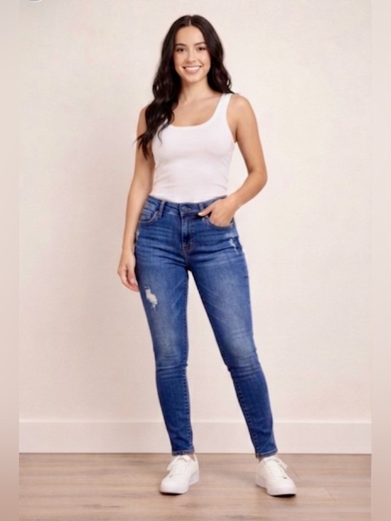 Aeropostale Denim - Aeropostale Size 6 Reg Skinny Jeggings Dark Wash Distressed Stretch